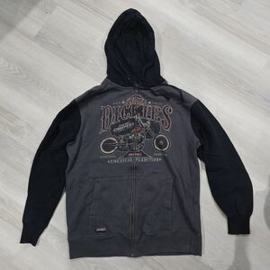 Y2k Dickies Motorcycle Custom Choppers Hoodie Men M Black Full Zip Skater Vtg